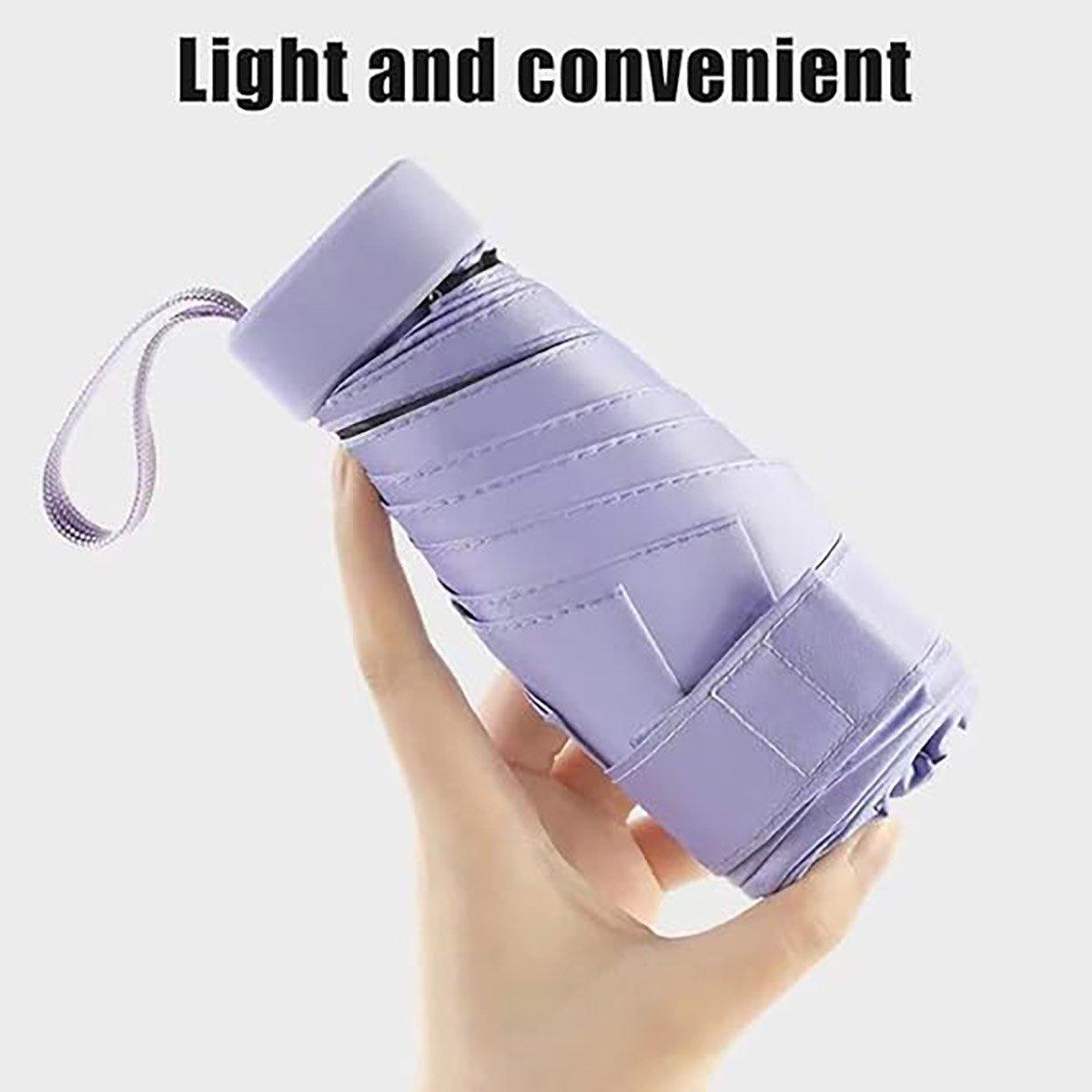 Portable Compact Five-Fold Umbrella UV Sun Protection Travel Manual Umbrella - Blue