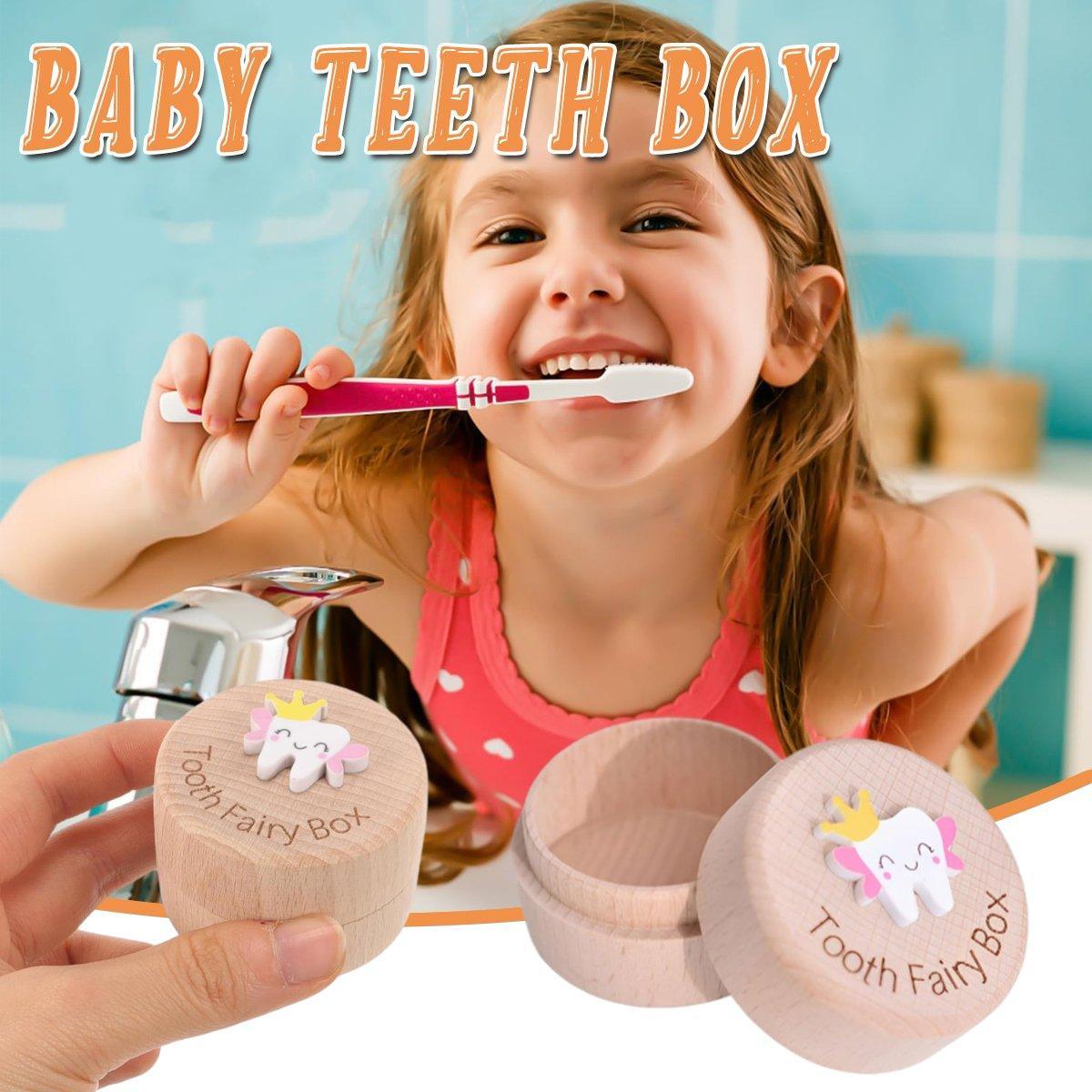 Wooden Baby Teeth Hair Keepsake Box Memory Storage for Boys Girls Hair Holder