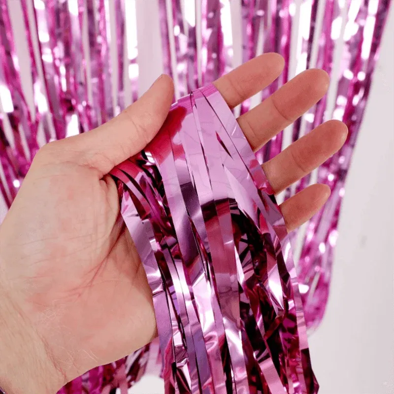 Metallic Tinsel Curtain Foil Backdrop Function Party Decoration Birthday Event - White