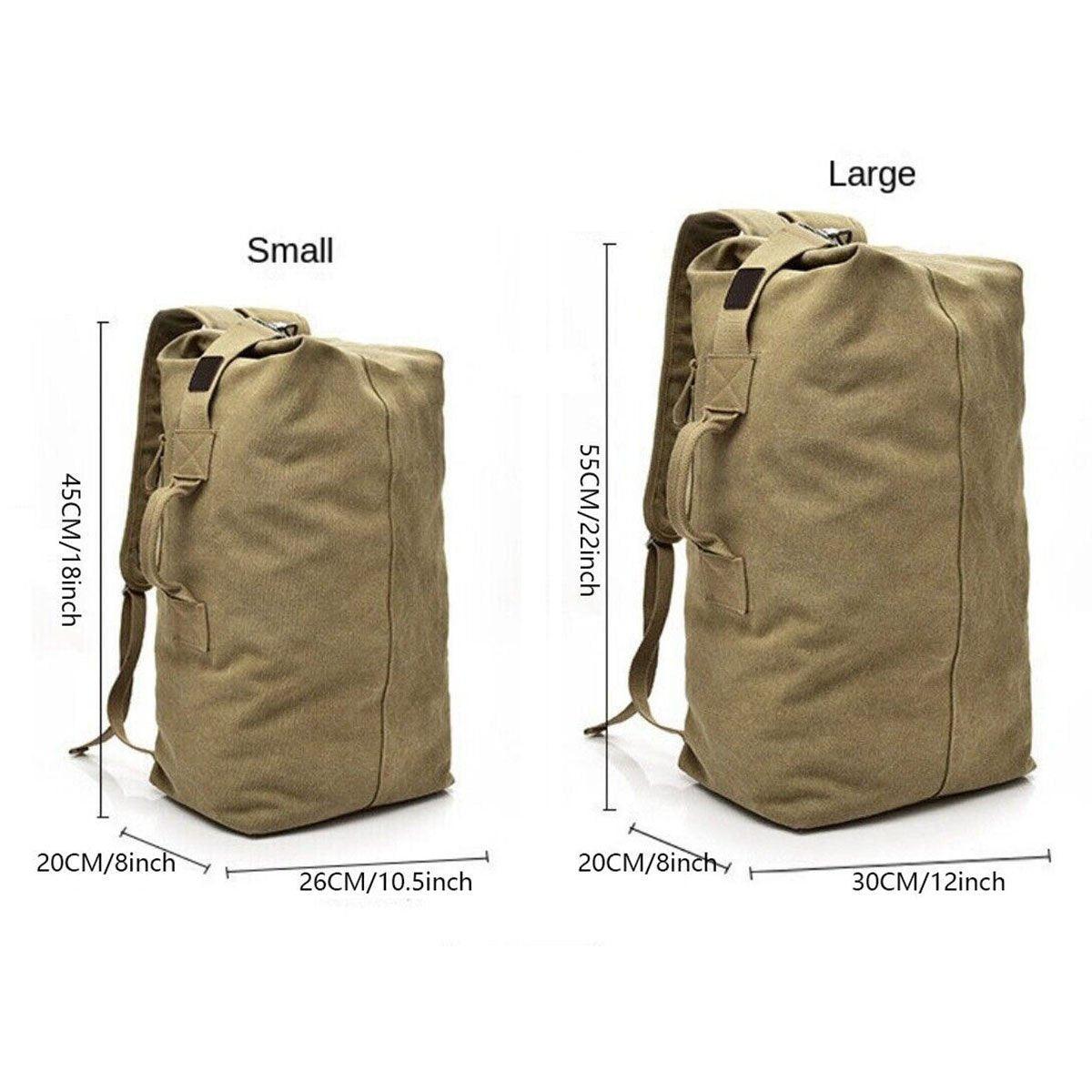 Large Capacity Travel Backpack for Men Outdoor Sports Bag Canvas Rucksack - Khaki-Small