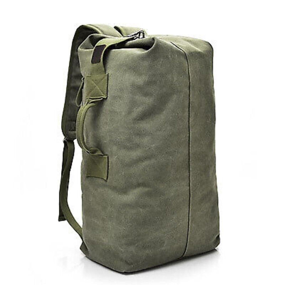 Large Capacity Travel Backpack for Men Outdoor Sports Bag Canvas Rucksack - Khaki-Small