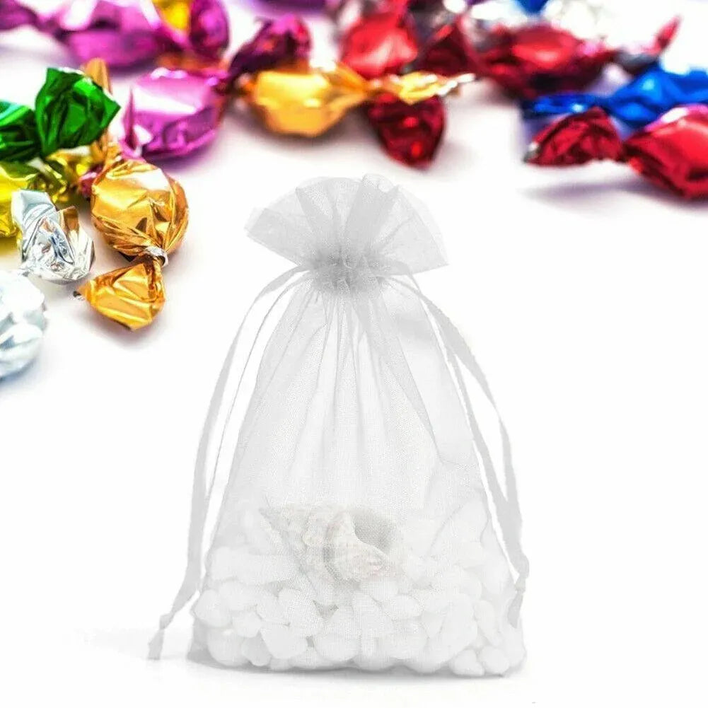 50PCS Organza Bag Sheer Bags Jewellery Wedding Candy Packaging Sheer Bags 10*15 cm - Yellow/50PCS