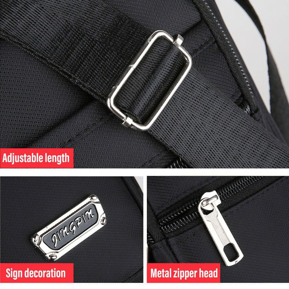Mens Crossbody Shoulder Bag Travel Messenger Bag Casual Handbag for Boys and Men - Black-4 zippers
