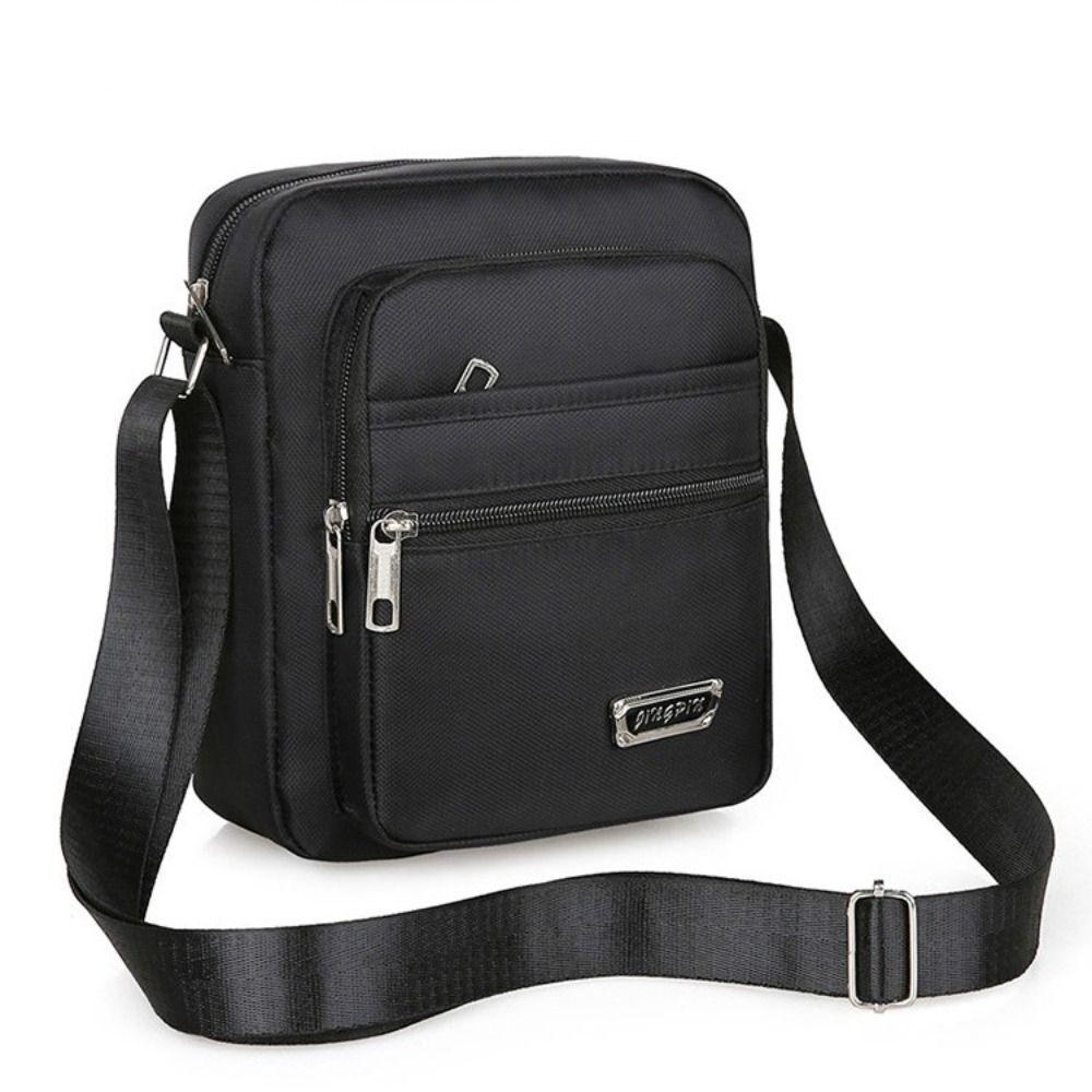 Mens Crossbody Shoulder Bag Travel Messenger Bag Casual Handbag for Boys and Men - Black-6 zippers