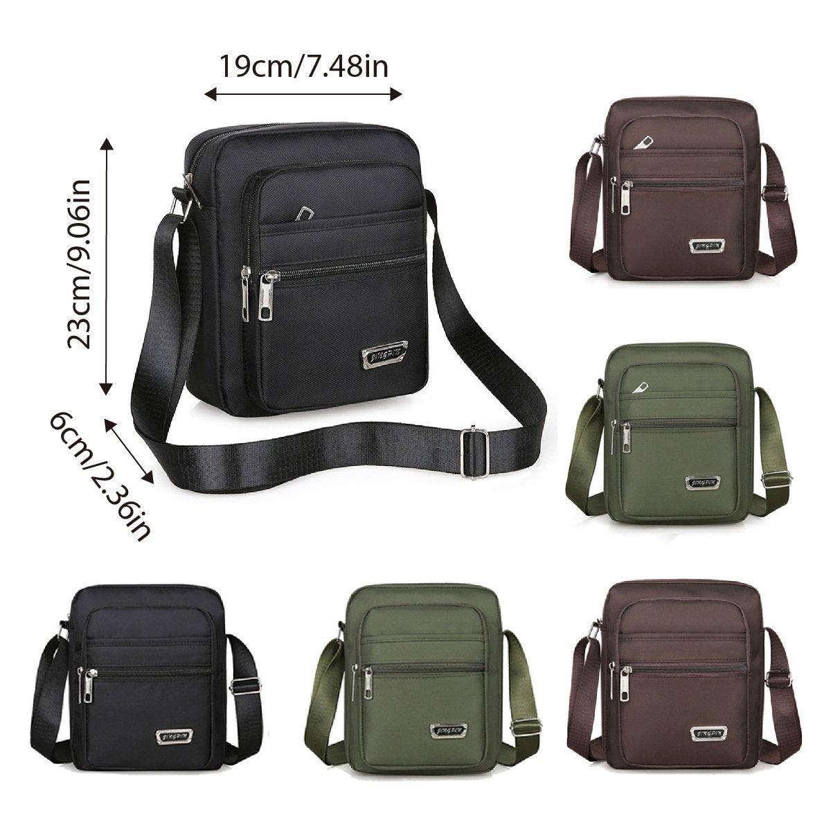 Mens Crossbody Shoulder Bag Travel Messenger Bag Casual Handbag for Boys and Men - Green-6 zippers