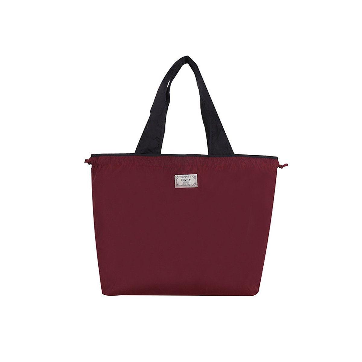 Ultra-Light Foldable Large Capacity Portable Shopping Bag with Drawstring Mouth - Red - L