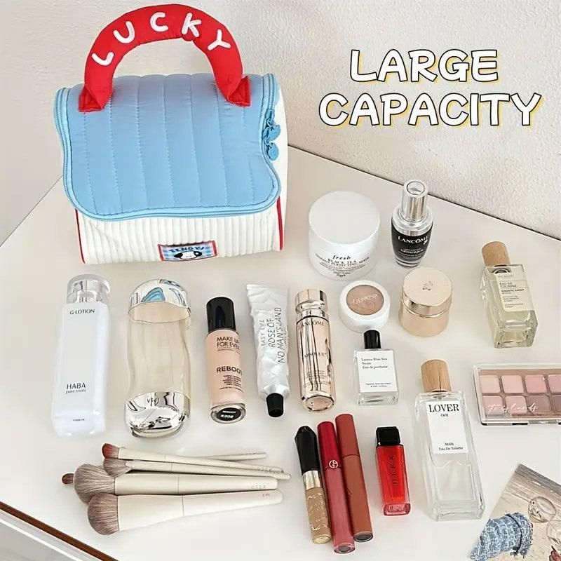 Cute Cabin Cosmetic Bag Large Capacity Portable Travel Storage Handheld Wash Bag - Yellow