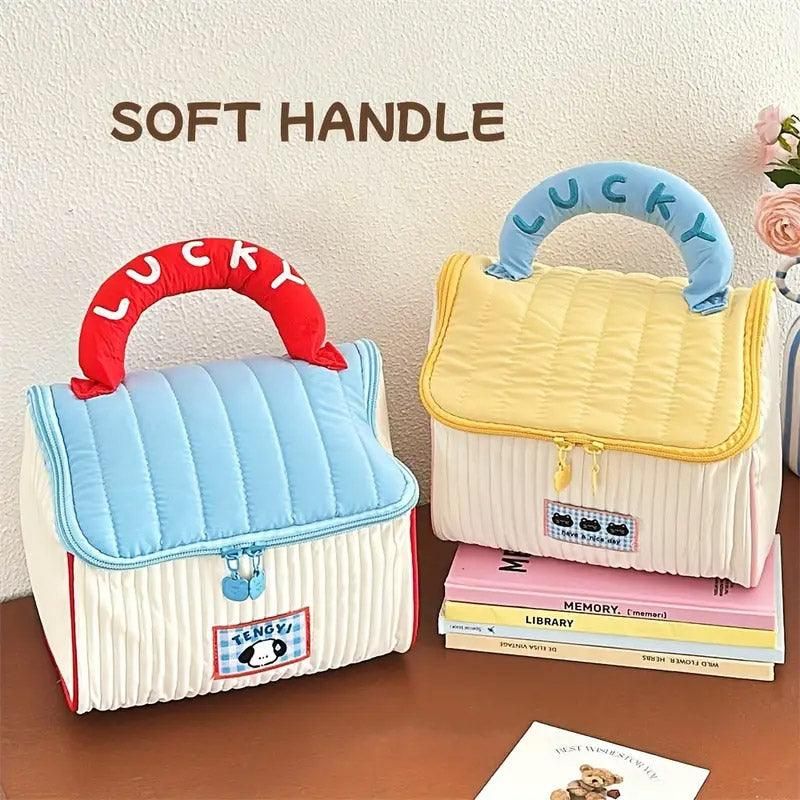 Cute Cabin Cosmetic Bag Large Capacity Portable Travel Storage Handheld Wash Bag - Yellow