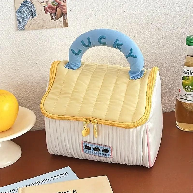 Cute Cabin Cosmetic Bag Large Capacity Portable Travel Storage Handheld Wash Bag - Yellow
