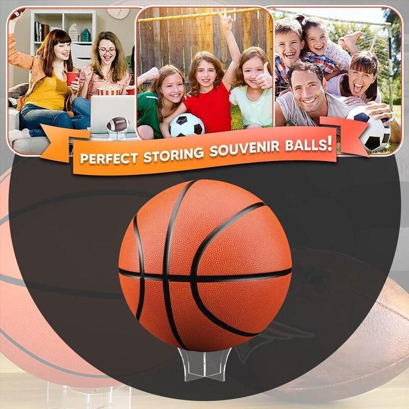 12Cm Clear Acrylic Ball Stand Holder Display Rugby Basketball Football Soccer