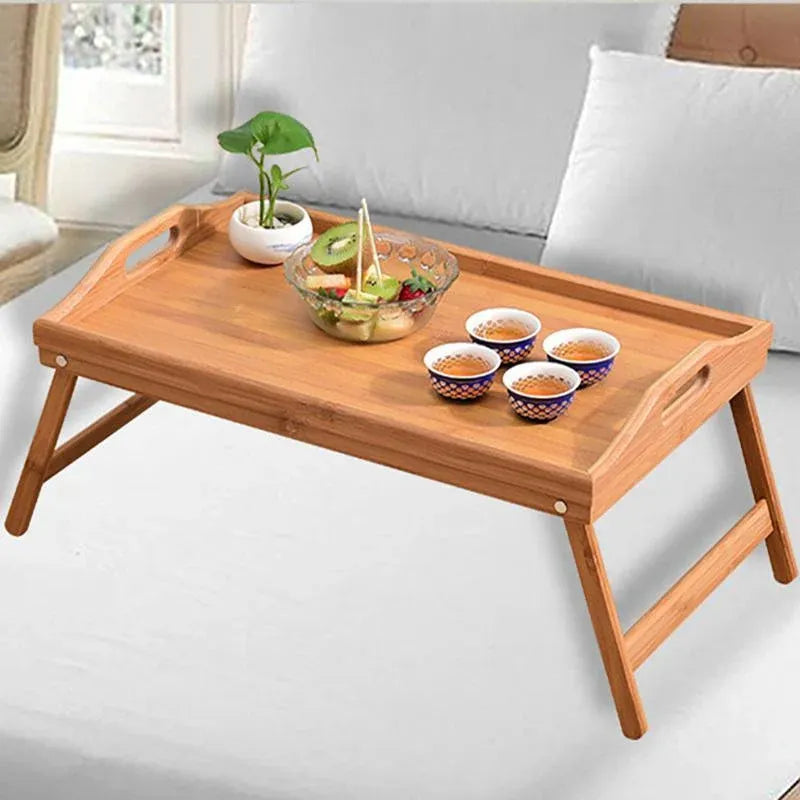 Wooden Bamboo Folding Tray Bamboo Fold Up Lap Tray Tea Coffee Table Breakfast