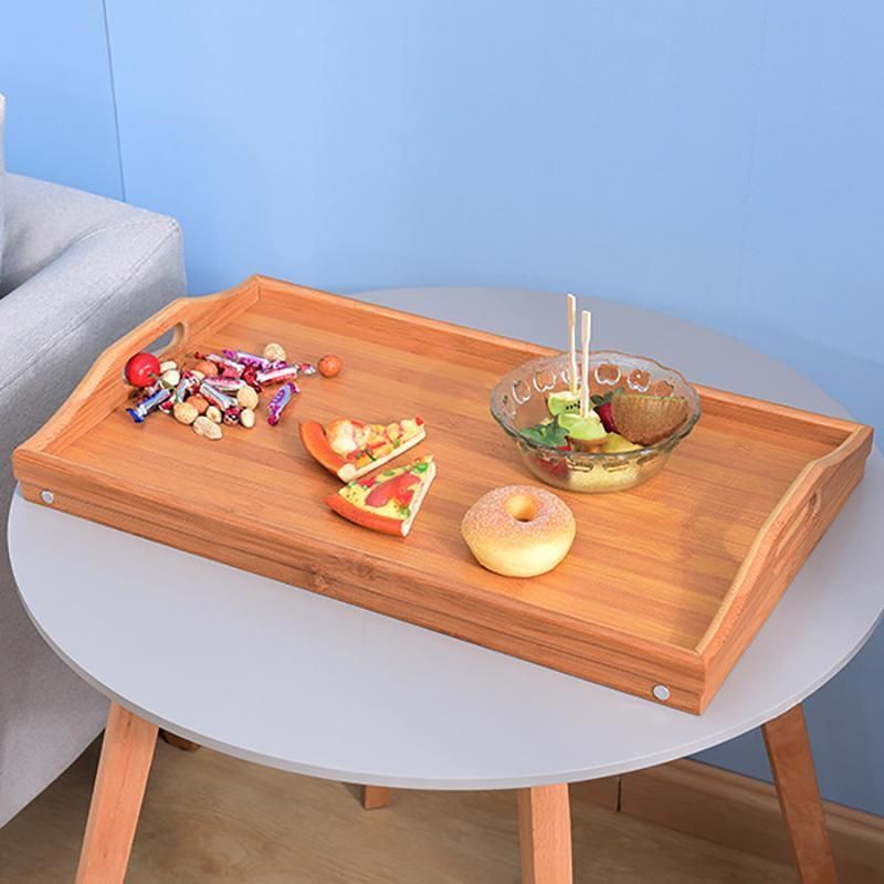 Wooden Bamboo Folding Tray Bamboo Fold Up Lap Tray Tea Coffee Table Breakfast