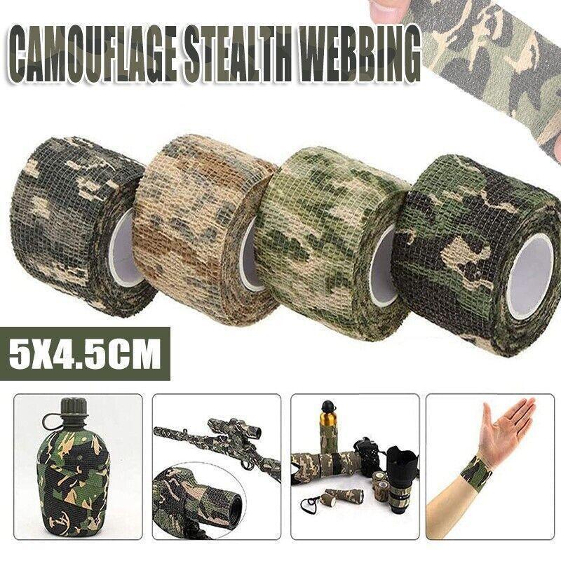 4 Roll Tape Army Camo Wrap Rifle Gun Shooting Hunting Camouflage Stealth Webbing - 4 Mixed Colours