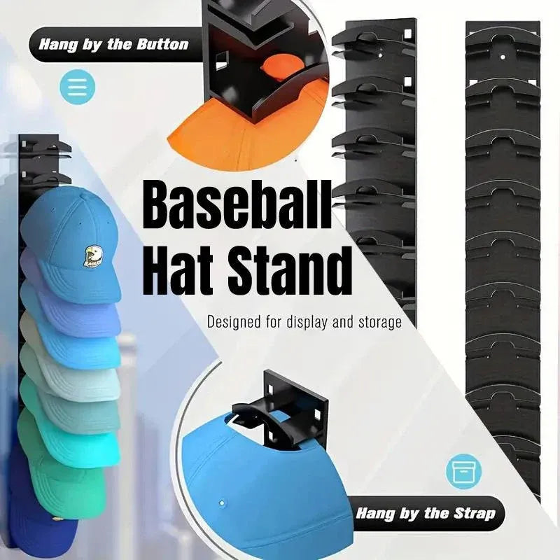 Multi Tier Wall Mounted Hat Storage Rack Cap Organizer for Baseball Hats and Cap