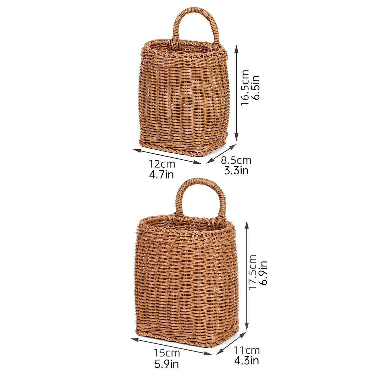 Vintage Wall Hanging Basket Kitchen Storage Basket Small Flower Basket Organizer - 15cm
