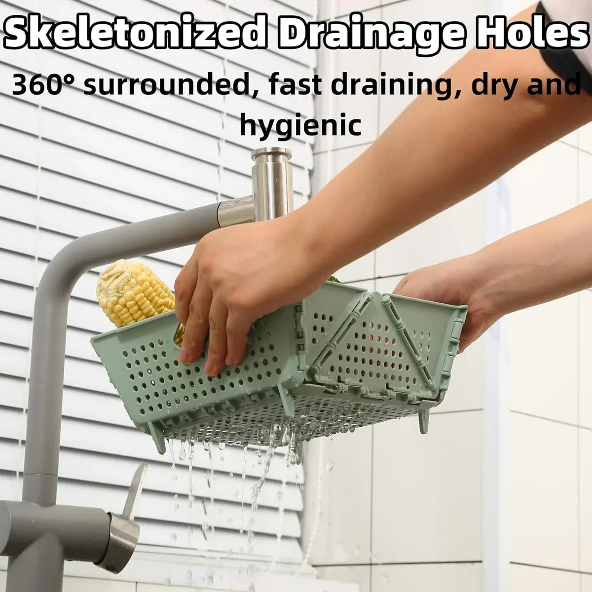 Collapsible Vegetable Washing Basket Foldable for Kitchen Sink