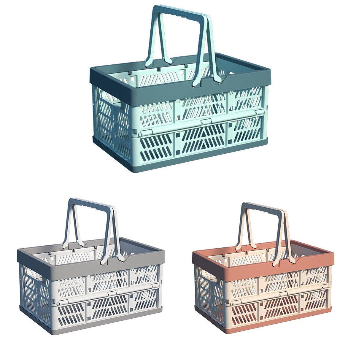 Foldable Portable Picnic Basket Lightweight Storage Basket for Outdoor Use - Blue