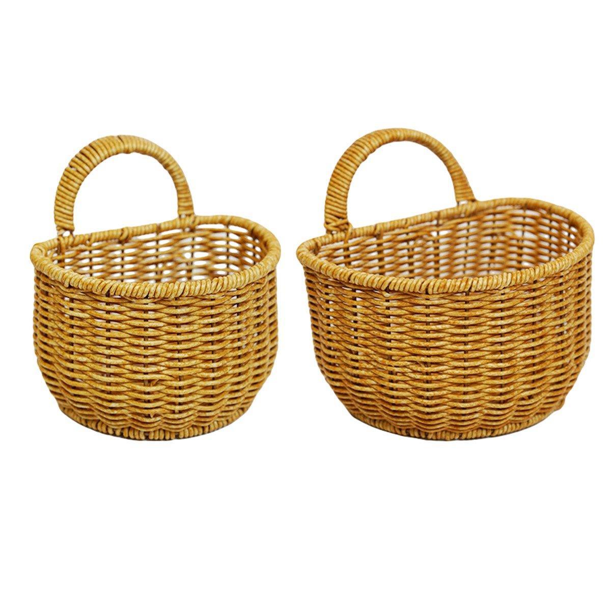 Imitation Rattan Woven Storage Basket Shelf Organizer Wash Rack for Home Decor - Large
