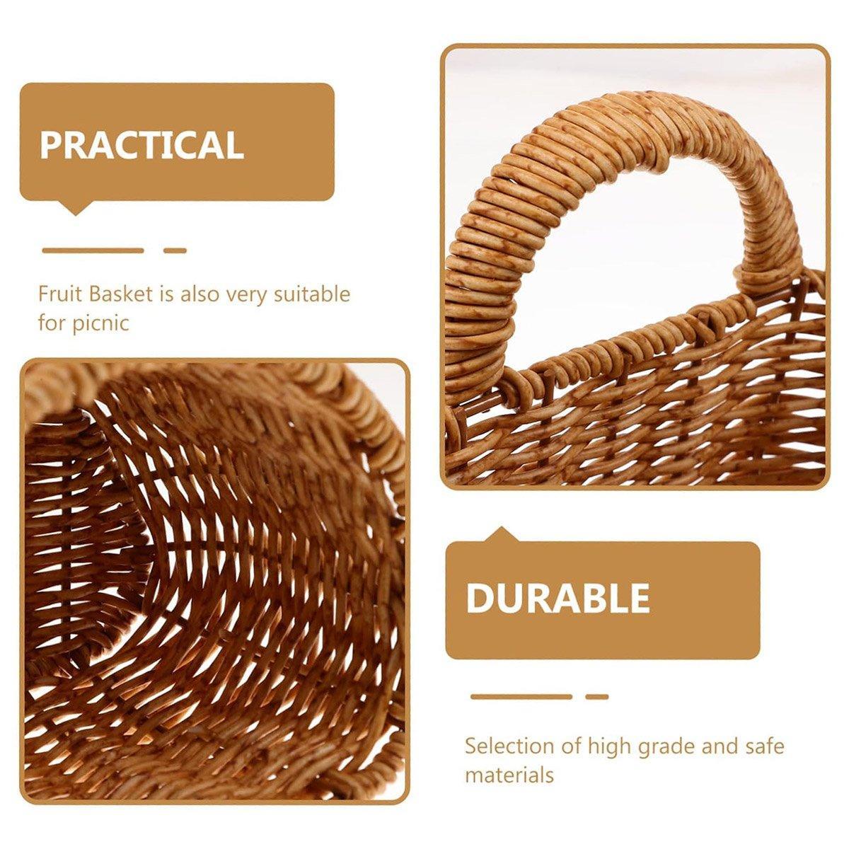 Imitation Rattan Woven Storage Basket Shelf Organizer Wash Rack for Home Decor - Large