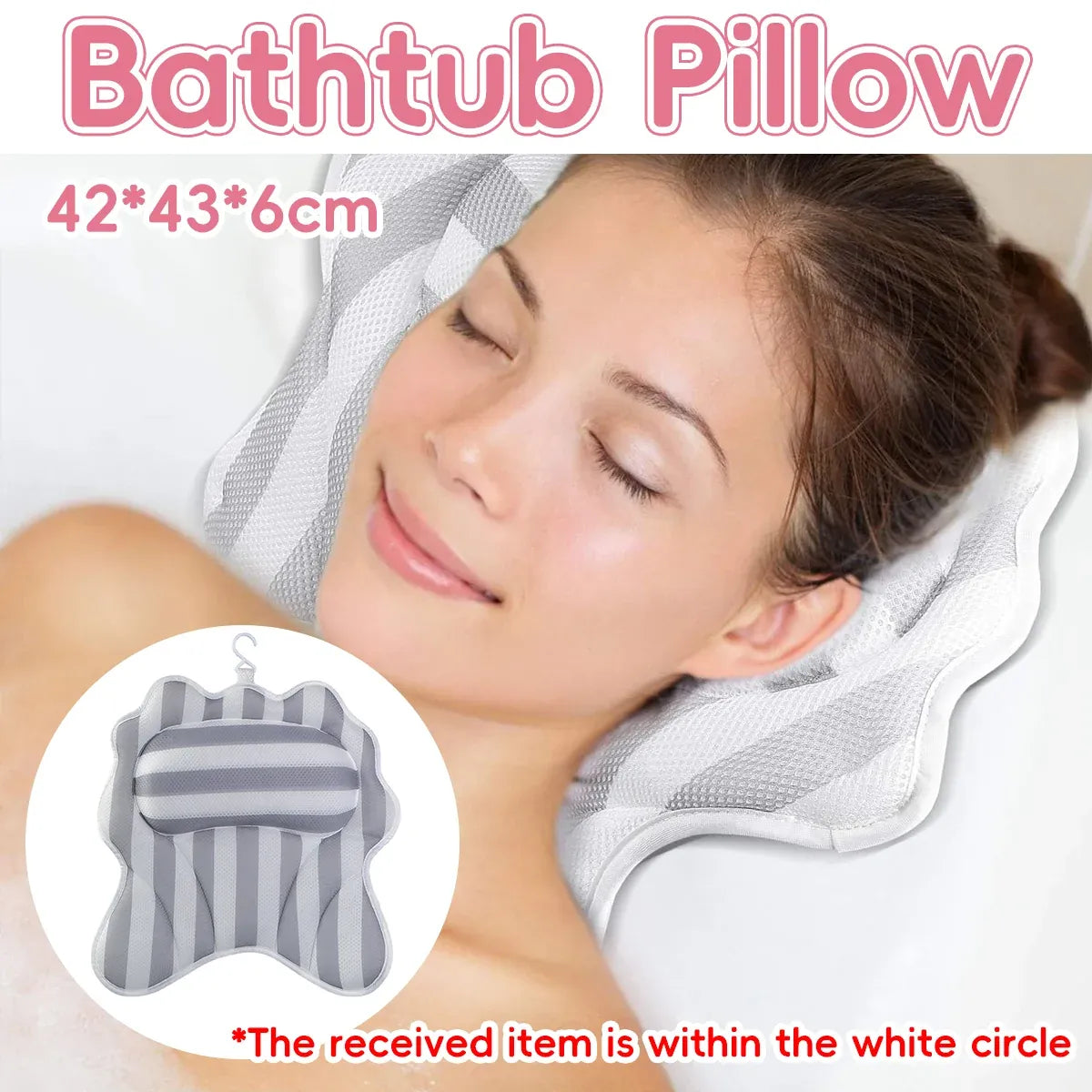 Bath Pillow Non Slip Comfortable Luxury for Bathroom Spa Relaxation