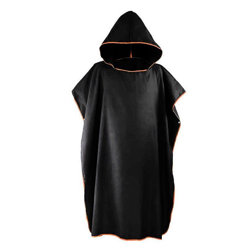 Adult Changing Robe Towel Bath Hooded Quick Dry Beach Towel Poncho Bathrobe - Grey