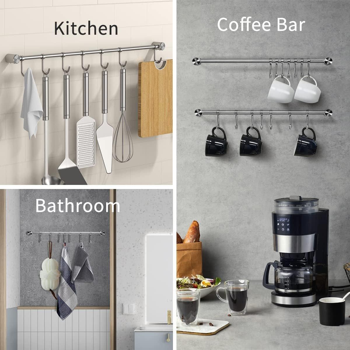 2PCS 304 Stainless Steel Bathroom Towel Hook Wall Mounted Clothes Kitchen Hanger