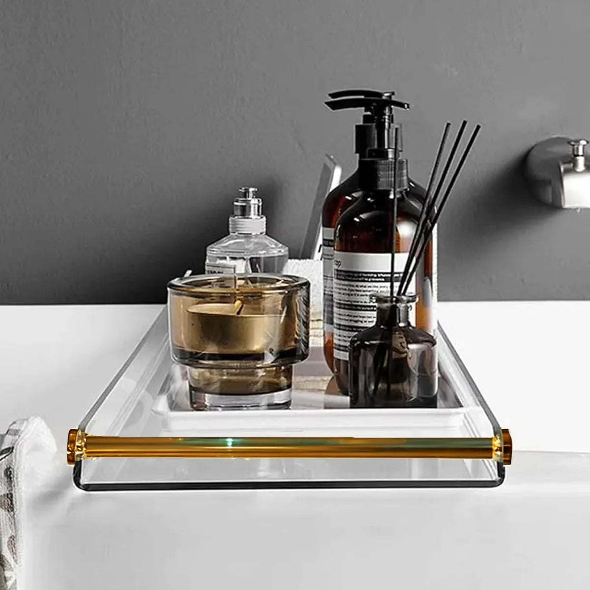 Acrylic Bathtub Caddy Tray Transparent Durable Bath Table