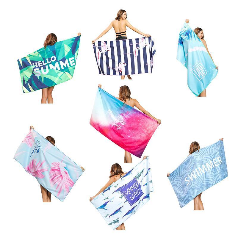 Sand Free XL Beach Towel + Bag Quick Dry Microfibre Compact Light Swimming - Grystal Green Leaf