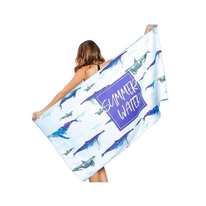Sand Free XL Beach Towel + Bag Quick Dry Microfibre Compact Light Swimming - Pink flower leaf