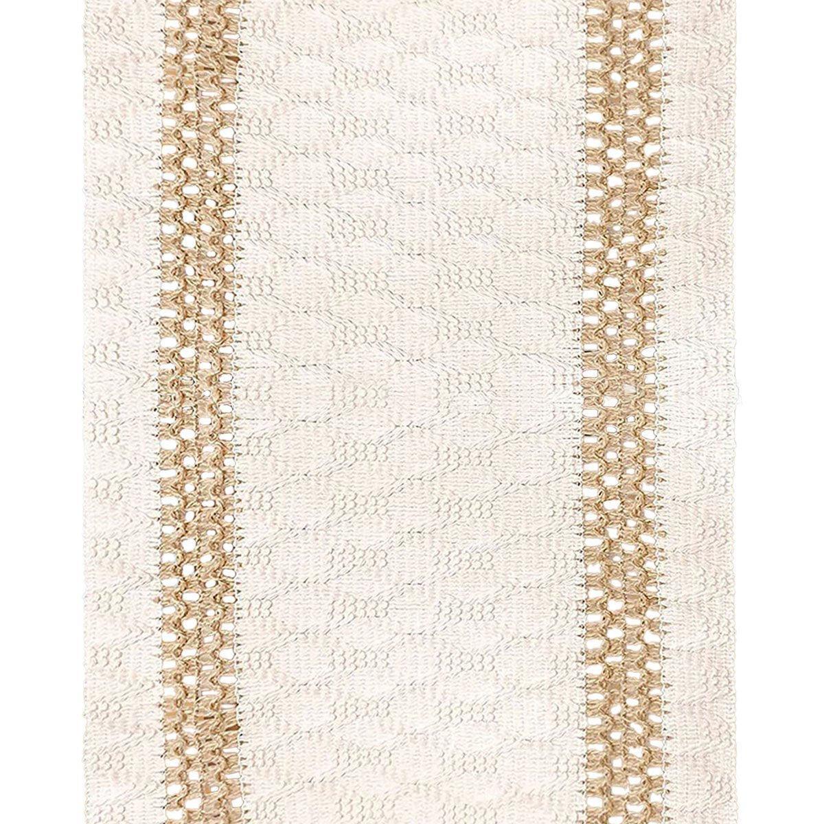 Cotton Linen Table Runner with Knot Tassel Bed End Towel Long Tablecloth Mat - Black
