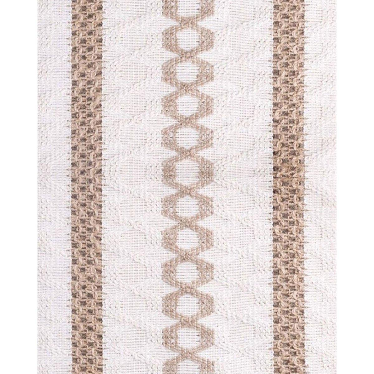 Cotton Linen Table Runner with Knot Tassel Bed End Towel Long Tablecloth Mat - Light brown