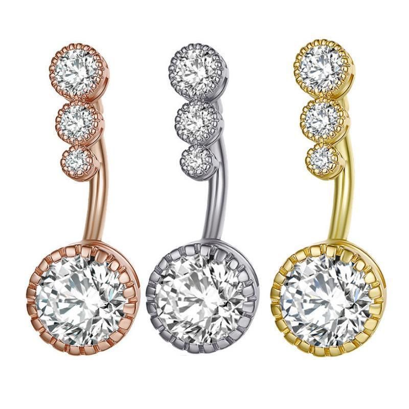 Belly Button Rings Bar Navel Steel Zirconia Body Piercing Jewellery