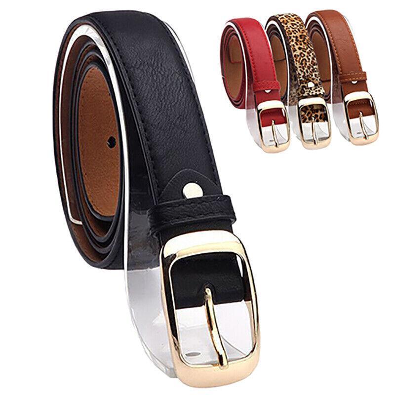 Ladies Leather Belt Classic Buckle Fashion Waist Strap for Jeans Dresses Casual - Leopard