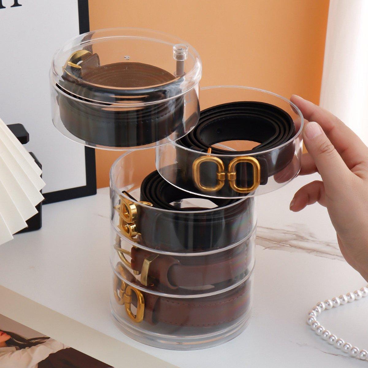 5 Layer Rotating Storage Box Transparent Jewelry Organizer for Home Display