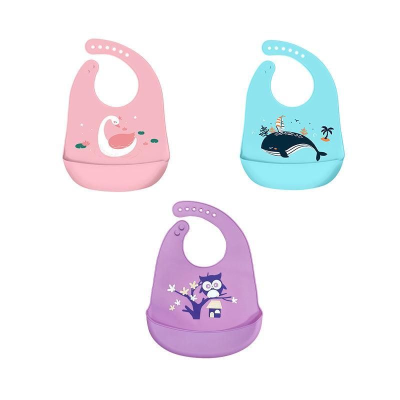 Baby Feeding Bib Apron Smock Silicon Waterproof Easy Clean 0-6 Kid Toddler Pouch
