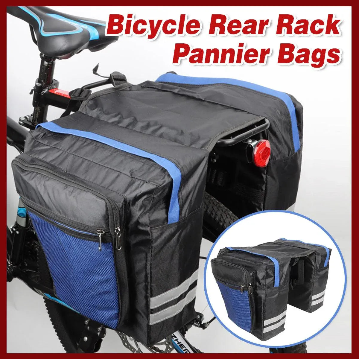 Bicycle Rear Rack Pannier Bags Double Side Water-Resistant Cycling Storage Bag