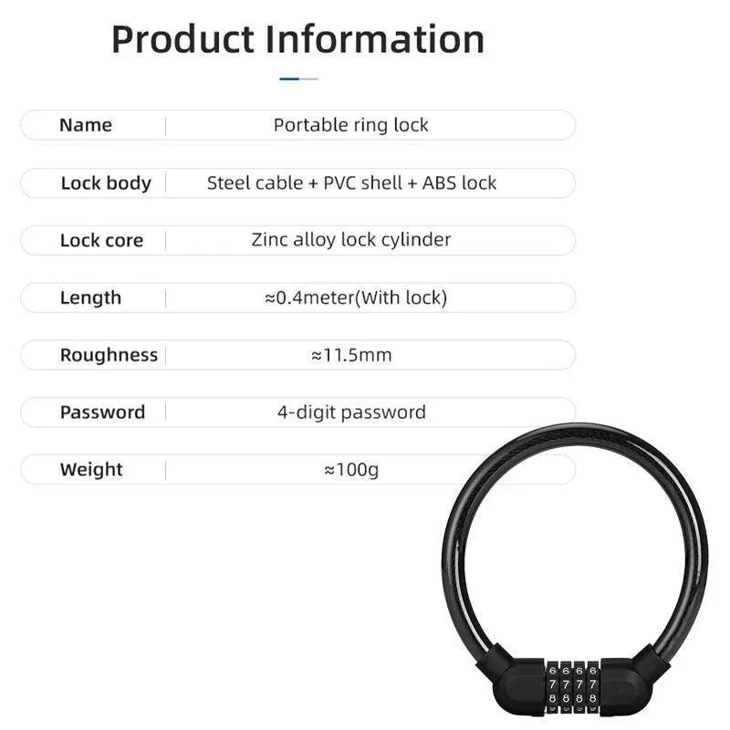 4 Digit Combination Bike Cable Lock Anti Theft for Bicycle Scooter