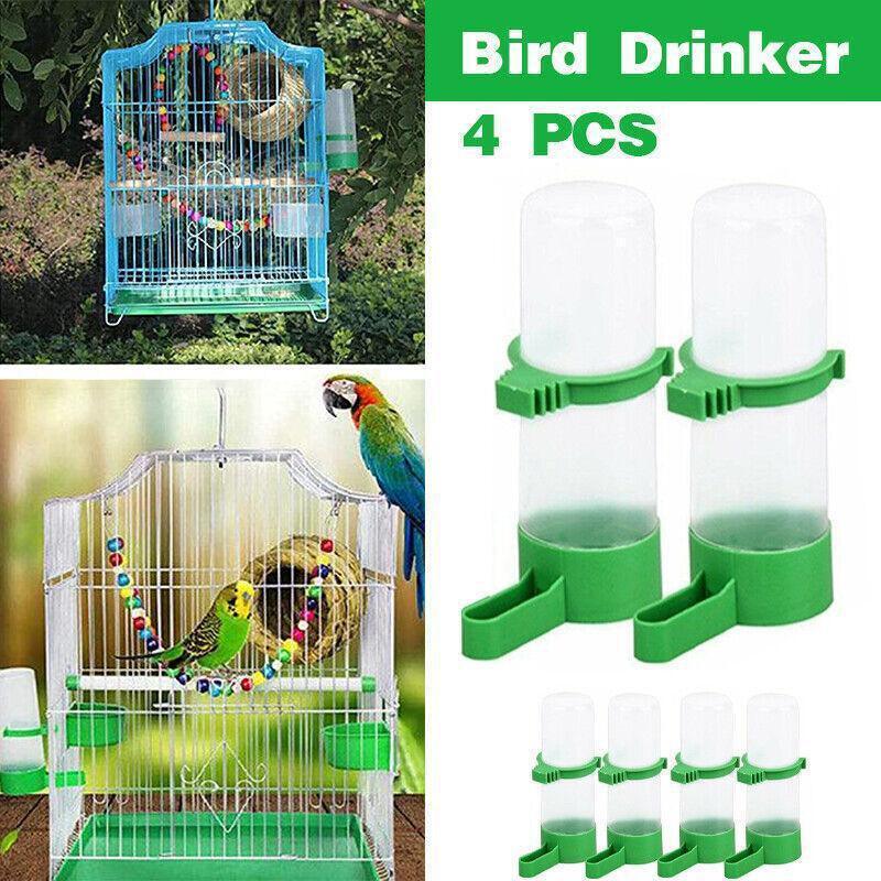 4Pcs/Set Drinker Food Feeder Water Clip For Cage Bird Parrot Cockatiel Budgie Au