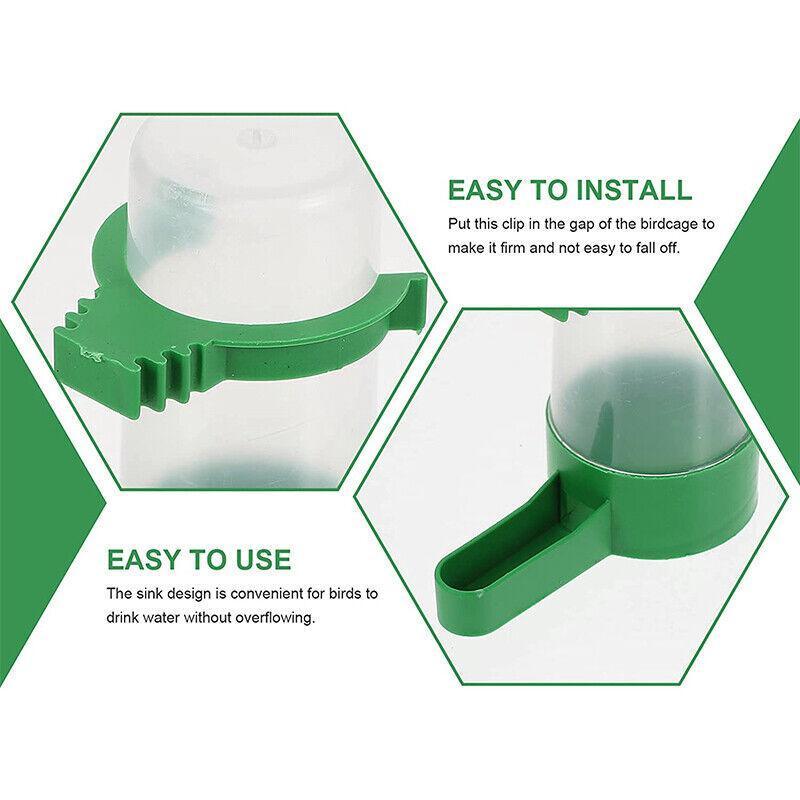 4Pcs/Set Drinker Food Feeder Water Clip For Cage Bird Parrot Cockatiel Budgie Au