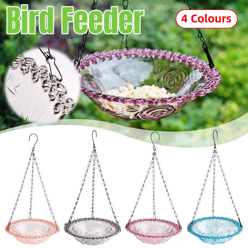 Balcony Bird Feeder Hanging Rail Mount Outdoor Suspended Feeding Station Garden - Grey