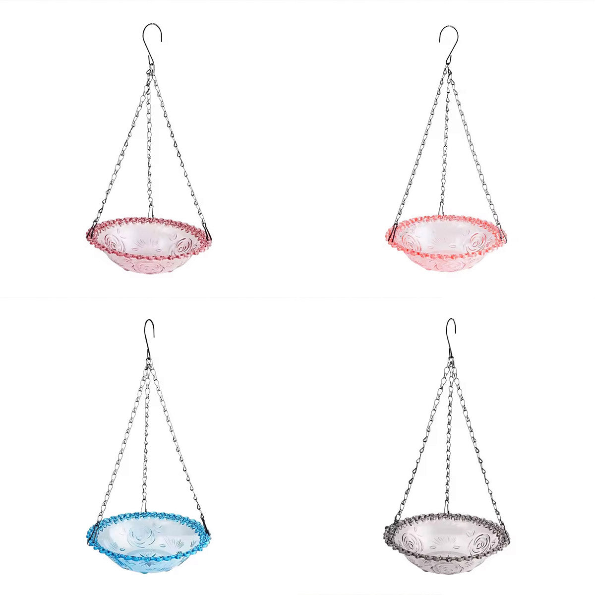 Balcony Bird Feeder Hanging Rail Mount Outdoor Suspended Feeding Station Garden - Grey