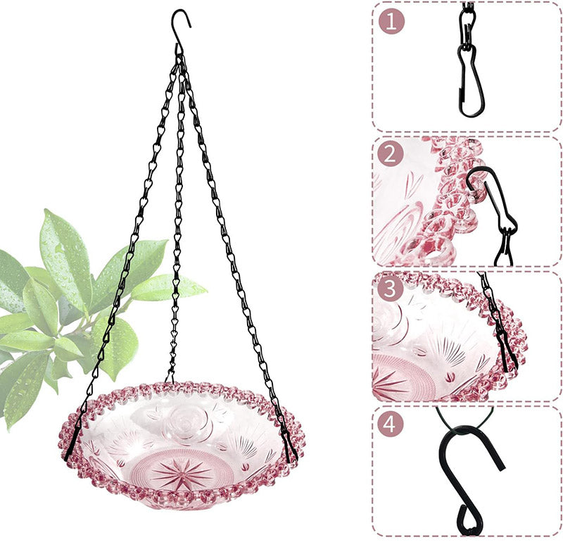 Balcony Bird Feeder Hanging Rail Mount Outdoor Suspended Feeding Station Garden - Grey