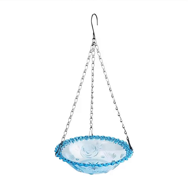 Balcony Bird Feeder Hanging Rail Mount Outdoor Suspended Feeding Station Garden - Grey