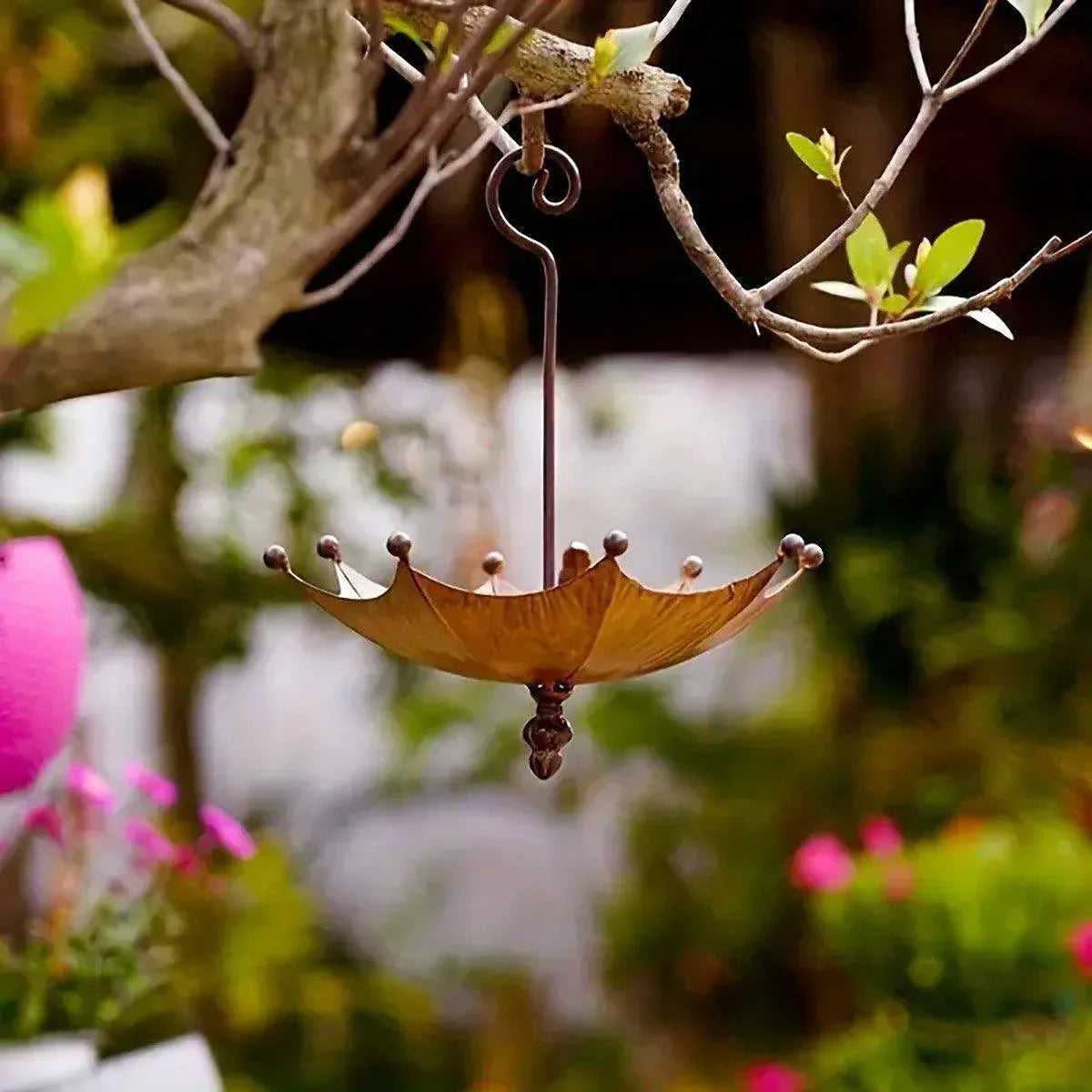 Metal Home Decoration Garden Umbrella Bird Bath Feeder Bird Trough Bird Feeders