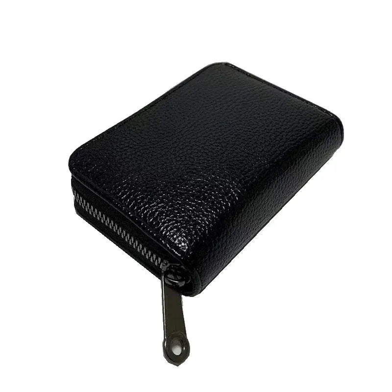 Compact Zipper Organ Card Cover Holder Wallet ID Bag Short Coin Purse Pockets - Black
