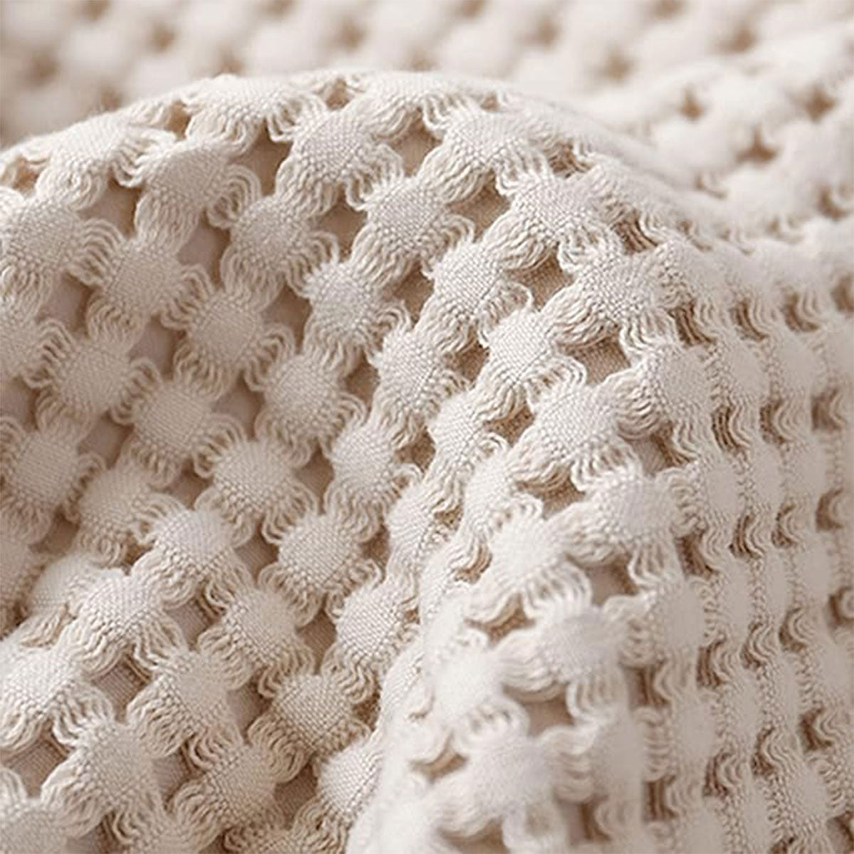 Waffle Sofa Blanket Thin Lightweight Throw Soft Cover Couch Bed Living Room Use - Beige