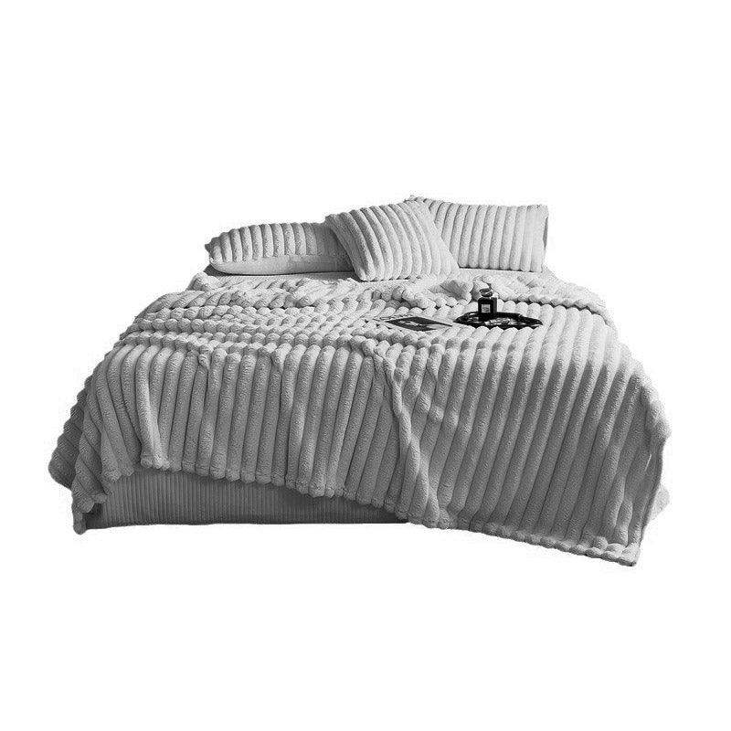 Plush Blanket Leisure Blanket Autumn Winter Warm Nap Throw Soft Cozy - Grey-100x150cm