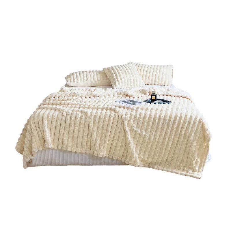 Plush Blanket Leisure Blanket Autumn Winter Warm Nap Throw Soft Cozy - White-100x150cm