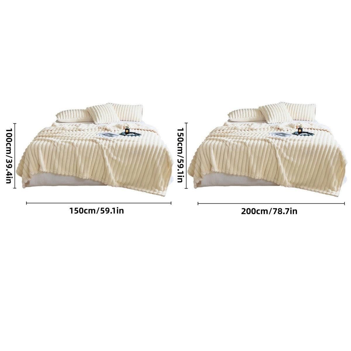 Plush Blanket Leisure Blanket Autumn Winter Warm Nap Throw Soft Cozy - White-150x200cm