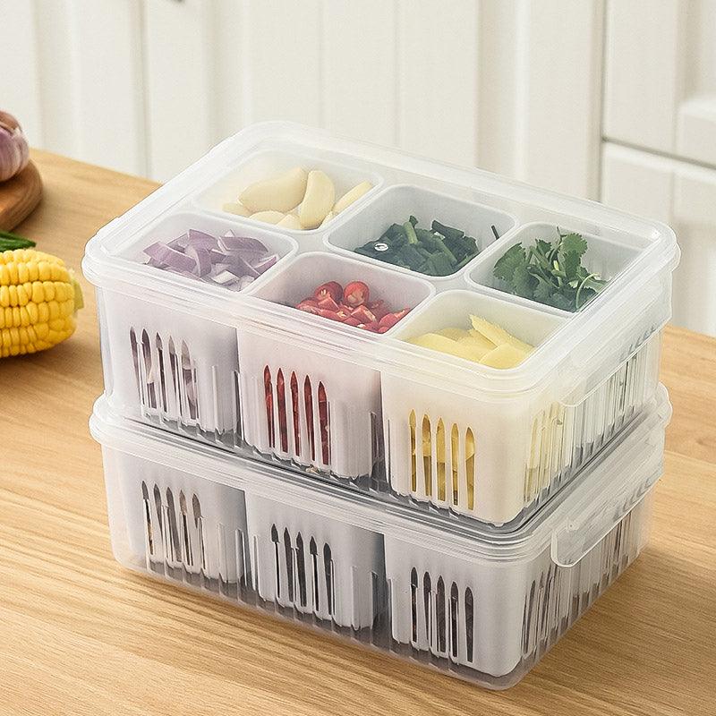 Convenient Crisper Box with Lid Storage Compartment Organizer for Vegetables